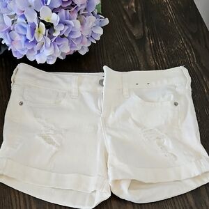White Distressed Women's Denim Shorts